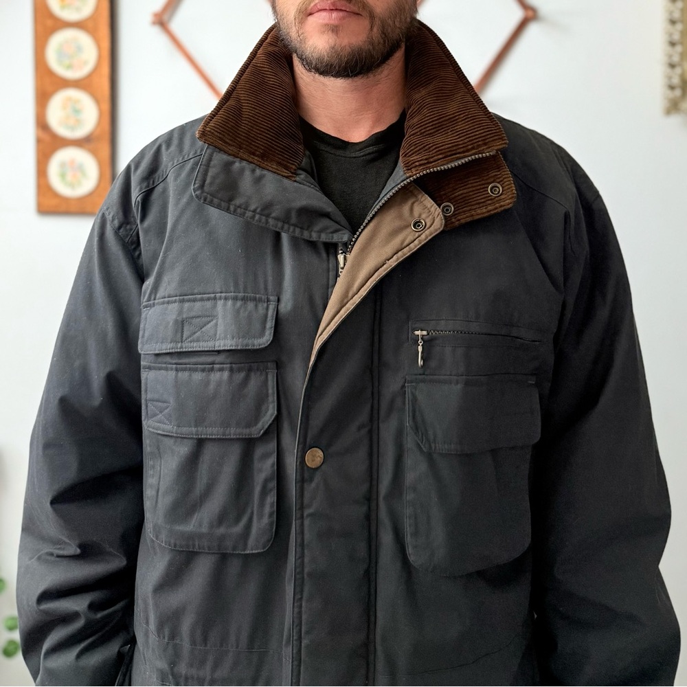 Vintage 90s Corduroy Collar Field Coat - Picture 3 of 16